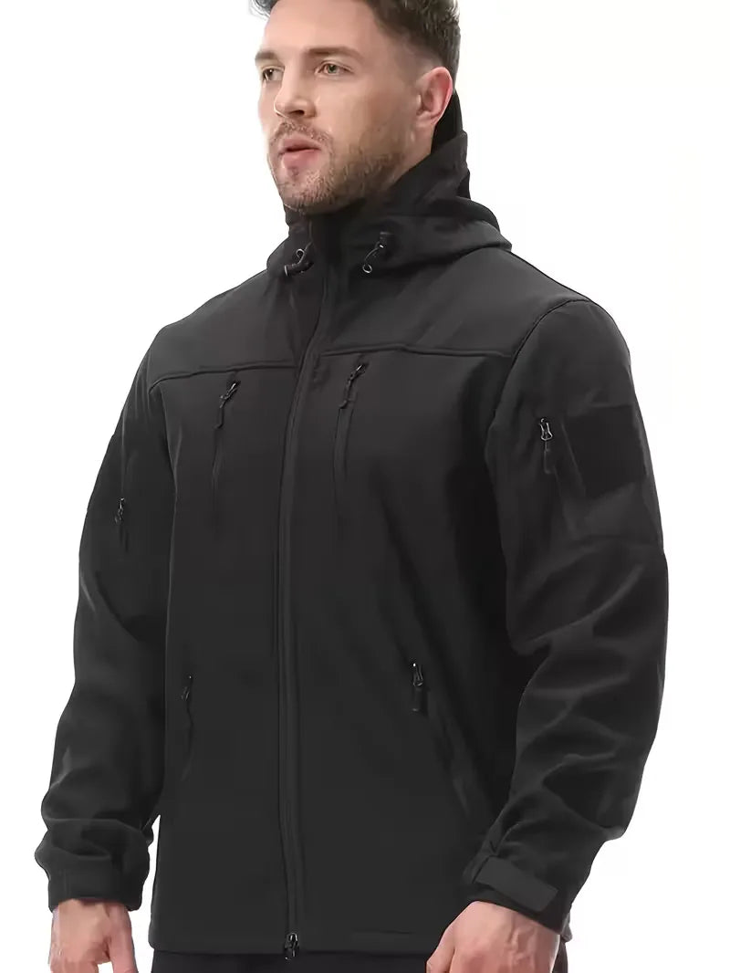 Regular fit heren parka, zij-aanzicht, met subtiele branding, tijdloos design.