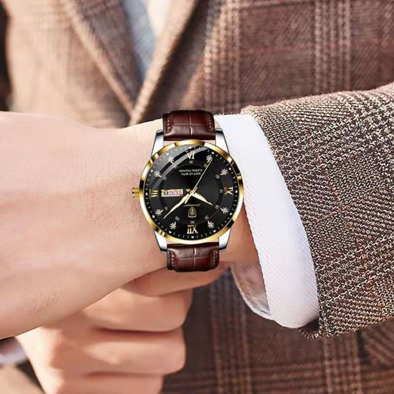 Klassiek herenhorloge van geborsteld RVS, waterdicht met elegante luminous wijzerplaat voor uitstekende leesbaarheid.