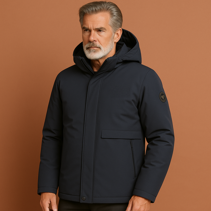 Heren waterdichte en ademende winterjas (regular fit) in marineblauw, ideaal voor casual en zakelijk gebruik.