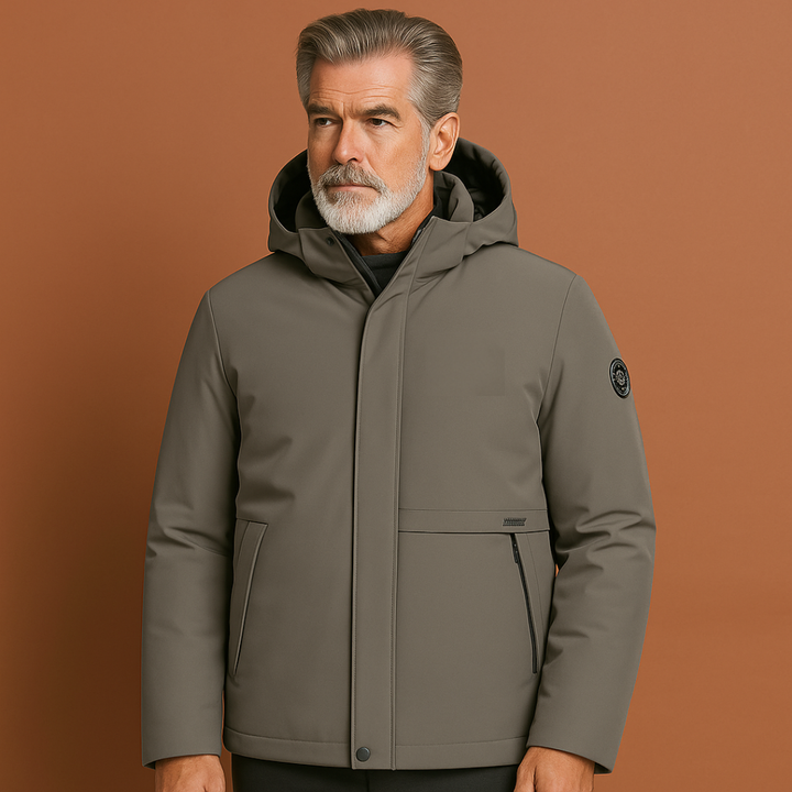 Comfortabele heren winterjas met ademende en waterdichte stof, beschikbaar in grijs en zwart, regular fit.