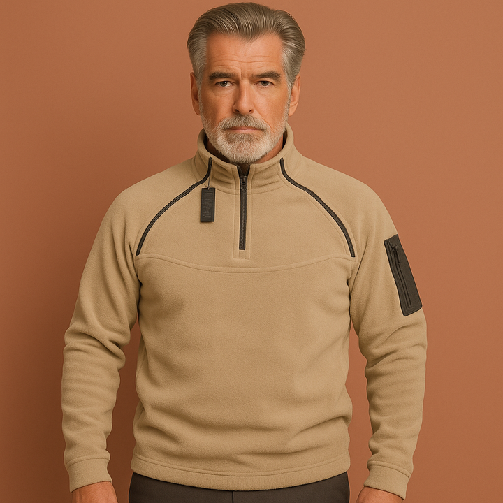 Sportieve heren winddichte fleecetrui, ideaal als warme tactische bovenkleding voor buitenactiviteiten.