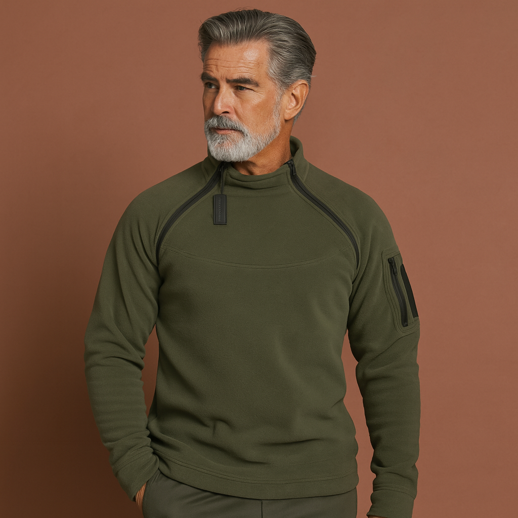 Warme heren fleecetrui, winddicht en tactisch, perfect voor winterse buitenactiviteiten en casual gebruik.