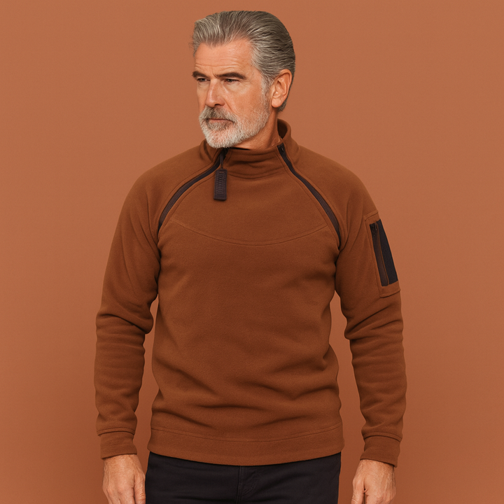 Heren winddichte fleecetrui, tactisch design, warm en veelzijdig voor diverse buitenactiviteiten en winterdagen.