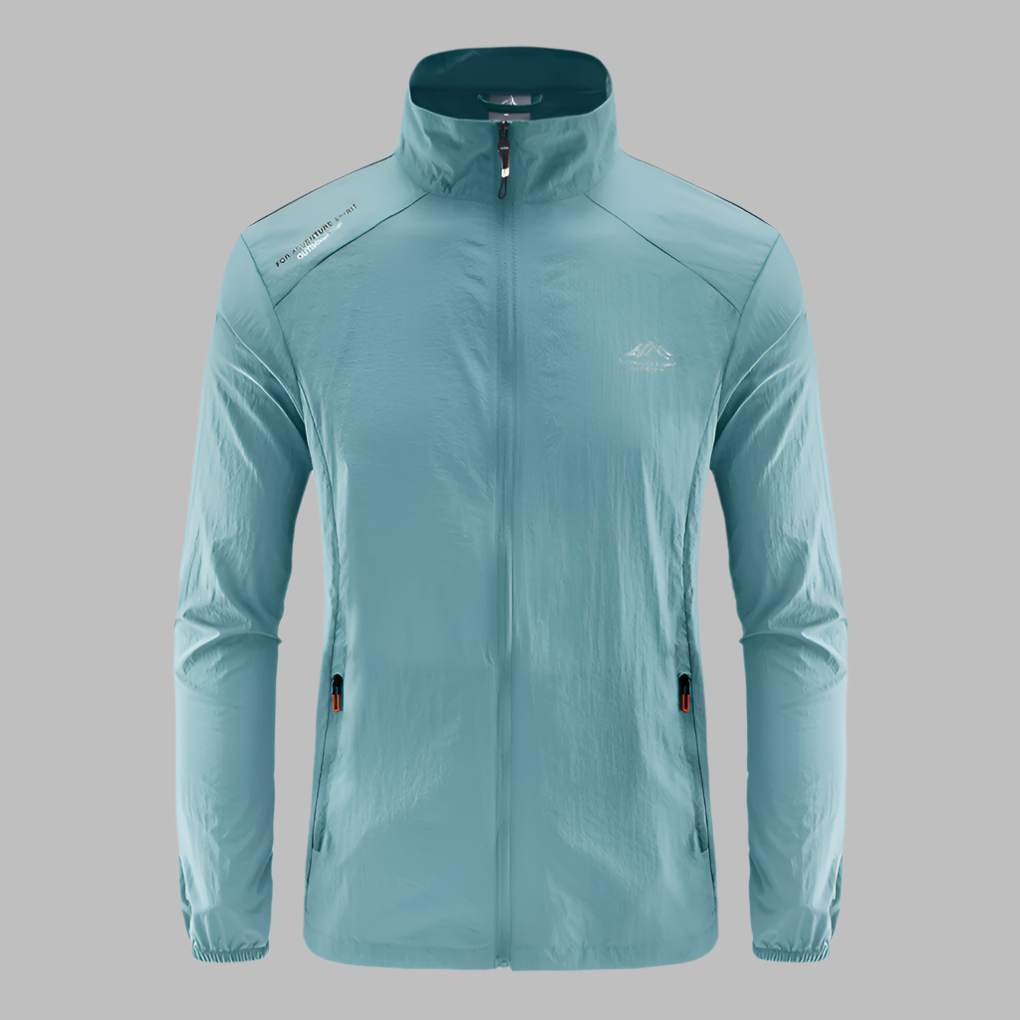 Heren winddichte waterafstotende VIŅ jas, sportief model voor buitenactiviteiten, ademend polyester.