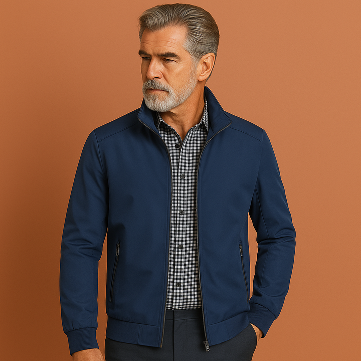 Heren winddichte zomerjas met moderne slim fit pasvorm, ideaal als overgangsjas. Casual en elegant.