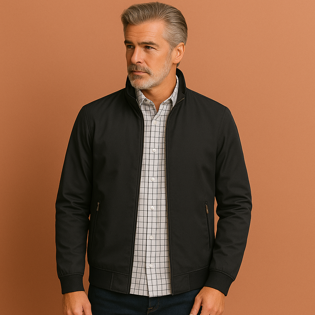 Blauwe heren overgangsjas, winddicht en modern. Perfecte lentejas met casual elegantie voor mannen.