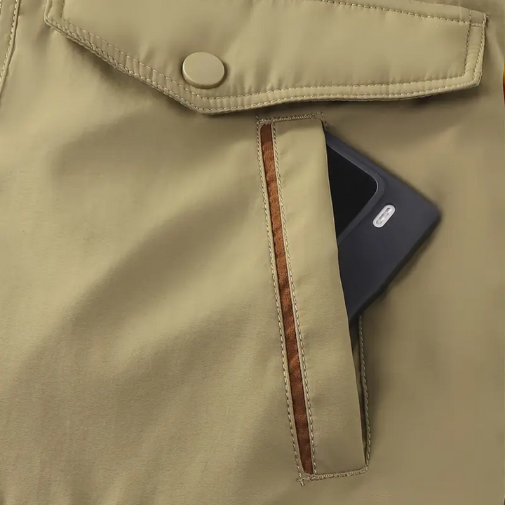 Heren winterjas met pluche voering, waterafstotend; multi-pocket ontwerp, hoogwaardige kwaliteit, stijlvol voor koude dagen.