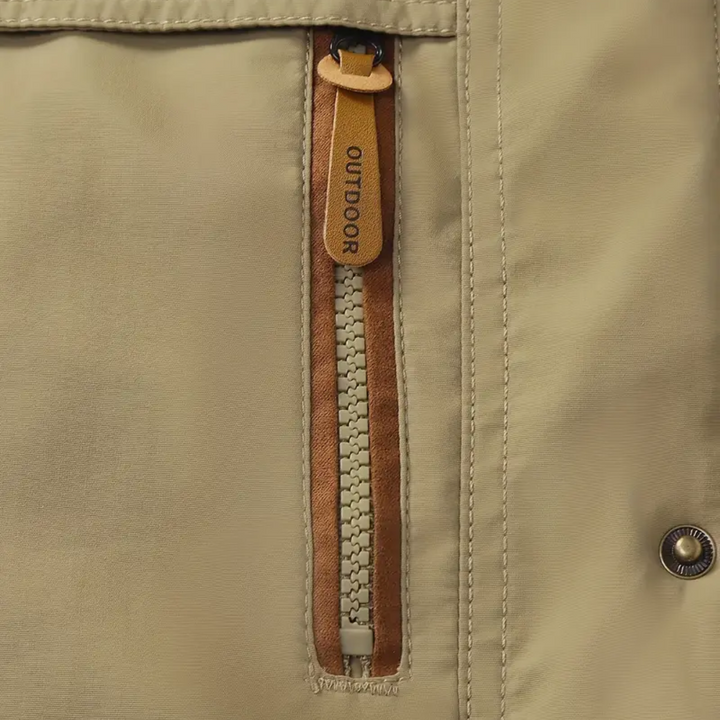 Heren winterjas met pluche voering, waterafstotend; multi-pocket ontwerp, hoogwaardige kwaliteit, stijlvol voor koude dagen.