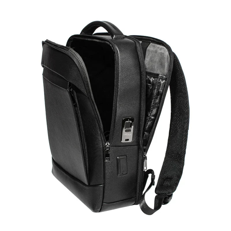 Professionele heren laptoprugzak met uniek vingerafdrukslot. Beschermt uw spullen tegen diefstal.