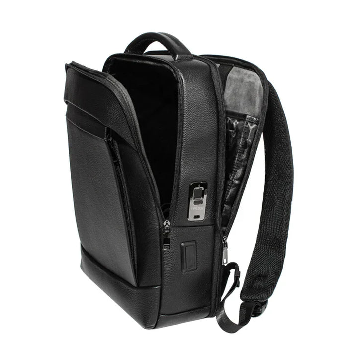 Professionele heren laptoprugzak met uniek vingerafdrukslot. Beschermt uw spullen tegen diefstal.