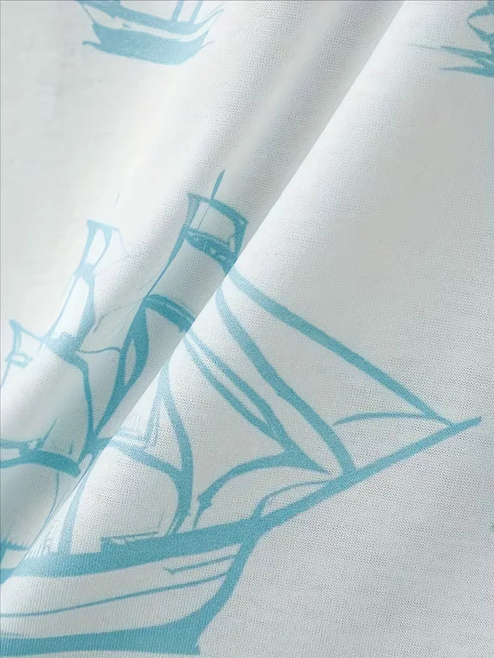 Modieuze heren kledingset met unieke 3D tropische print. Perfect voor casual herenkleding en warme dagen.