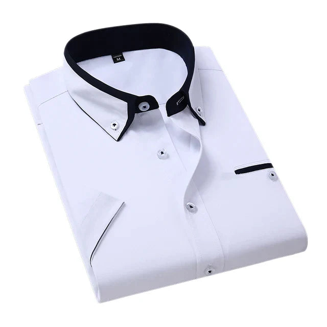 Ademend heren zomershirt met korte mouwen. Comfortabel en modieus voor de warmste dagen. Korte mouwen.