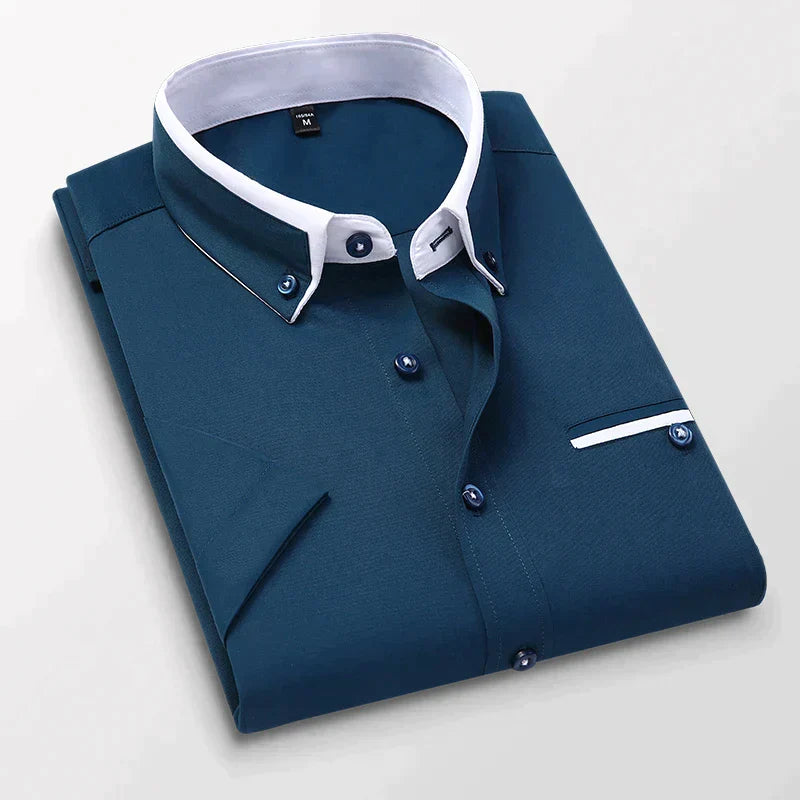 Heren overhemd korte mouwen met knoopsluiting. Stijlvol en comfortabel voor een perfecte zomerse look.