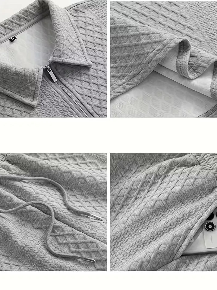 Zomerse heren outfit: modieuze jacquard polo, V-hals en regular fit shorts voor comfort.