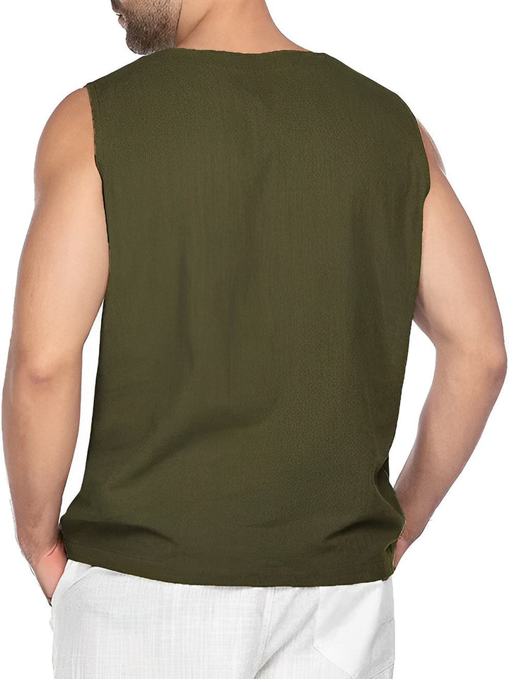 Comfortabele heren tanktop, losvallend en ademend. Perfect voor casual zomerkleding en vrije tijd.