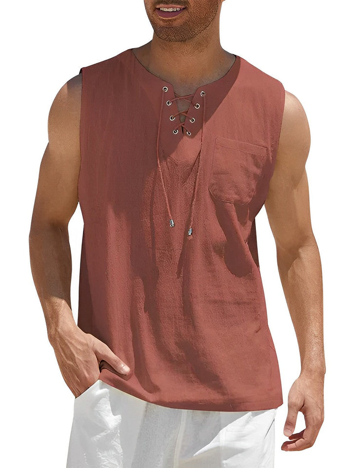 Stijlvolle heren V-hals tanktop, perfecte pasvorm. Comfortabel voor zomerse dagen en strandkleding.