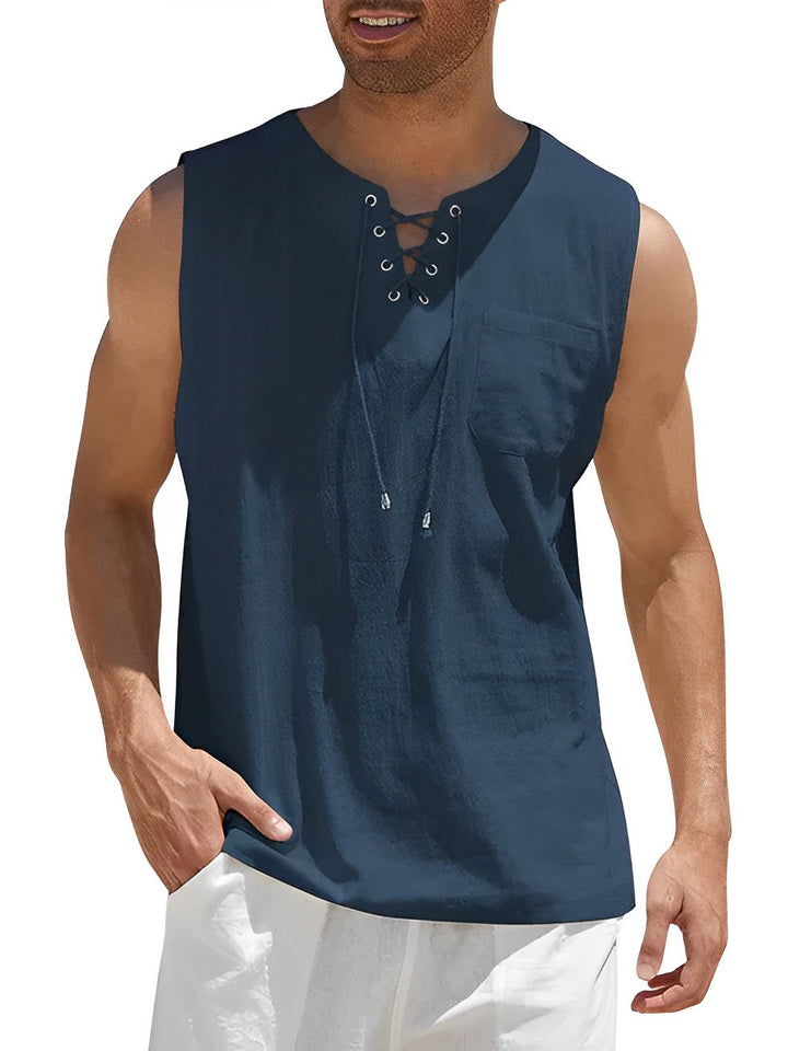 Basic heren tanktop, tijdloos en veelzijdig. Onmisbaar voor luchtige, comfortabele zomerse casual outfits.