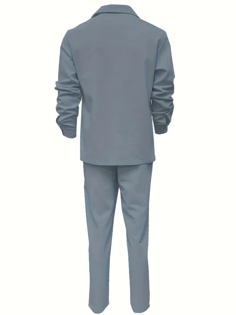 Veelzijdige heren zomerkledingset met lange mouwen in neutrale kleur. Casual, comfortabel voor elke man.
