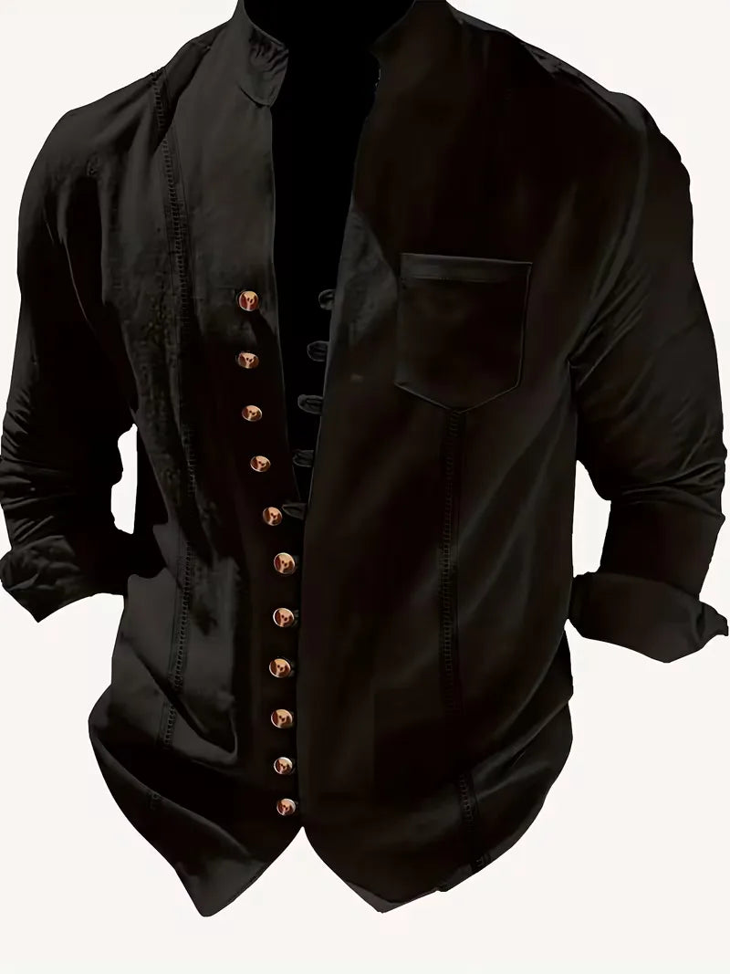 Herenpak voor zomer, mandarijnkraag, casual. Perfect voor een relaxte stranddag.