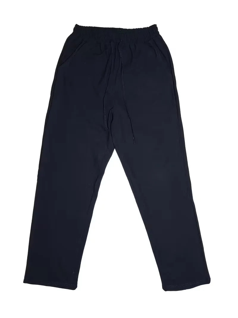 Casual herenpak met mandarijnkraag. Comfortabele tweedelige set voor zomerse dagen.