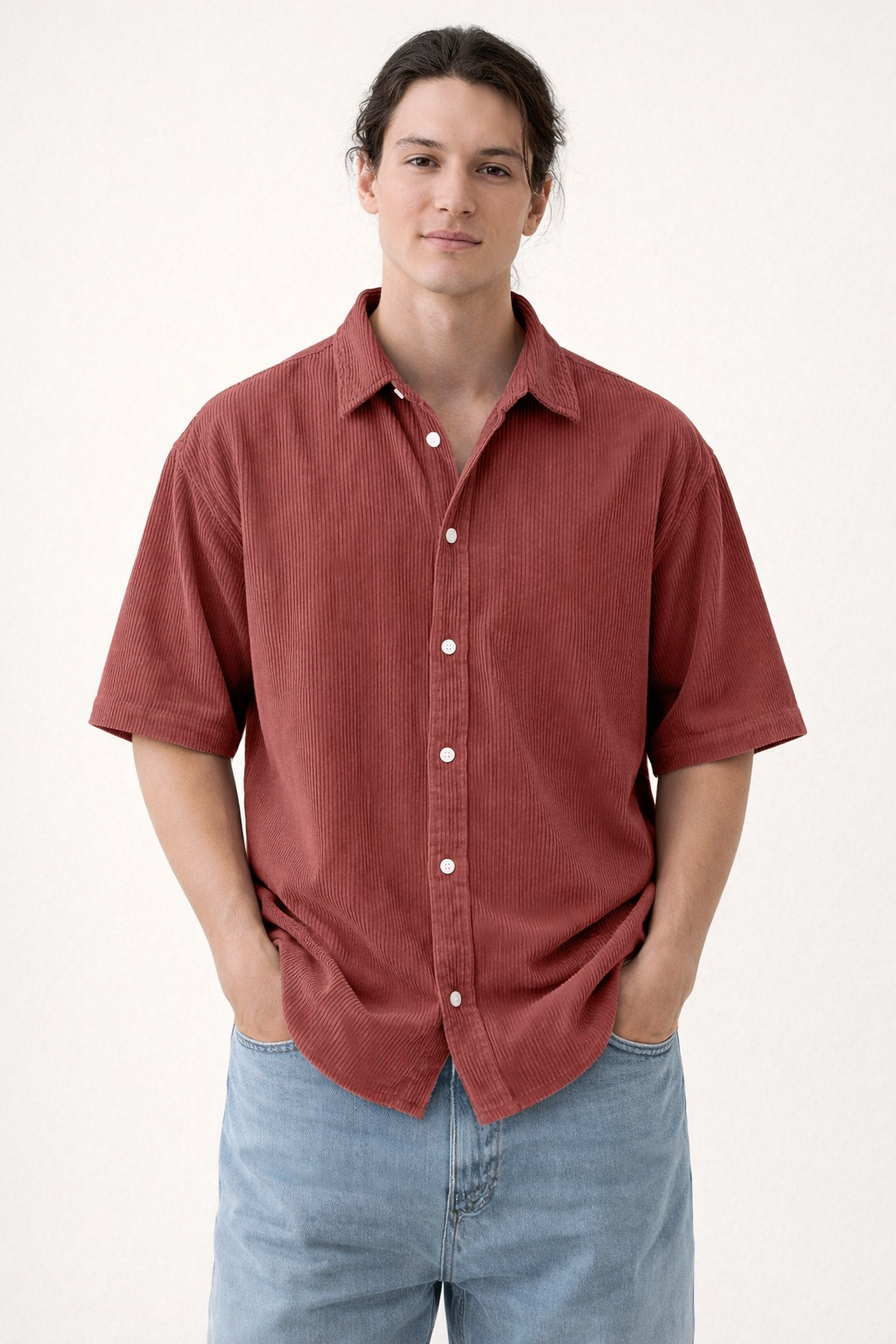 Heren zomers overhemd met korte mouw, ademend en casual. Perfect voor vakantie en strand.