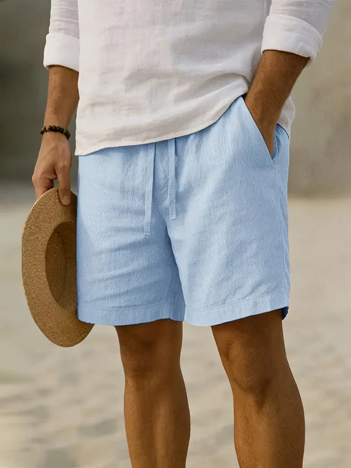 Stijlvolle heren vakantie shorts, geplooid, relaxte pasvorm, ideaal voor reizen.