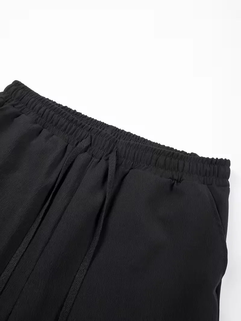 Heren shorts met elastische tailleband, trekkoord, voor ultiem zomercomfort, zandkleur.