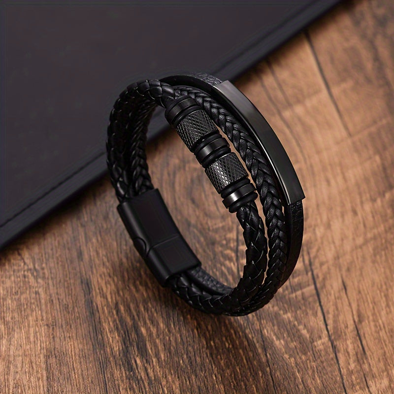 "Herenarmband met gevlochten design, magnetische gesp, roestvrij staal, handgeweven, modern, veelzijdig voor elke gelegenheid