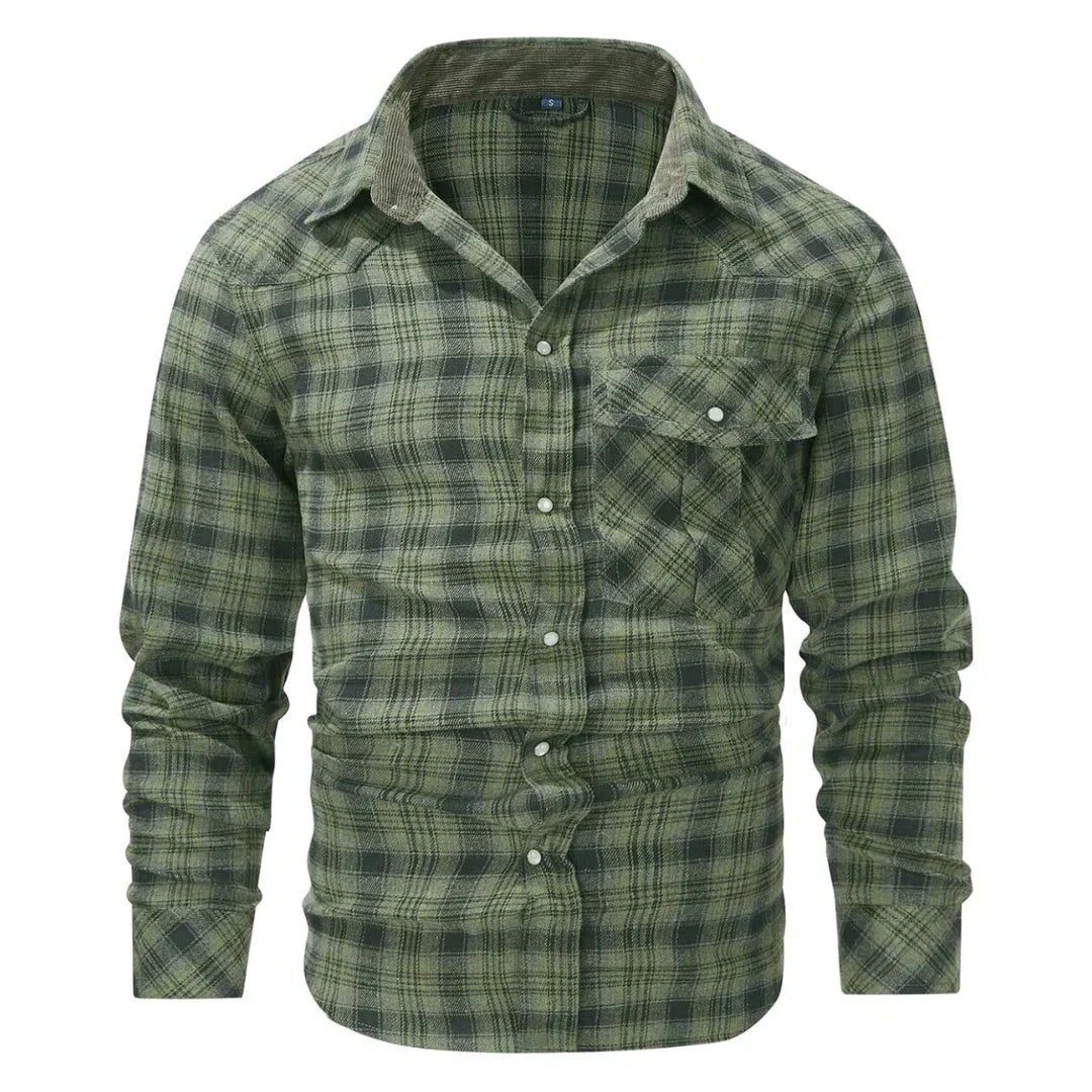 "Herenoverhemd met ruitpatroon en lange mouwen, veelzijdig en stijlvol, ideaal voor casual en formele gelegenheden."