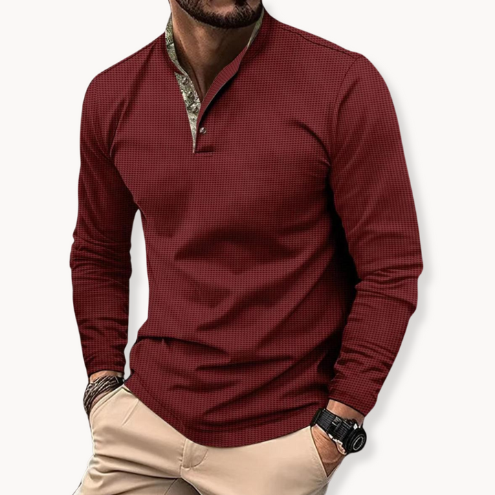 "Herenpolo, lange mouwen, contrastkraag, stijlvol design in diverse kleuren, geschikt voor casual en semi-formele gelegenhede