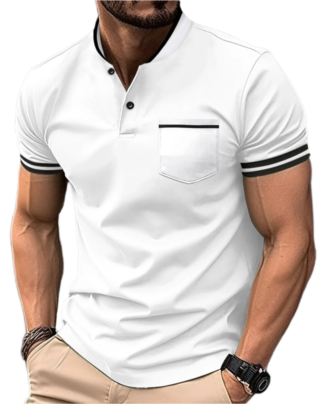 "Herenpoloshirt van katoen, blauw, met klassieke kraag en knoopsluiting, stijlvolle en comfortabele pasvorm"