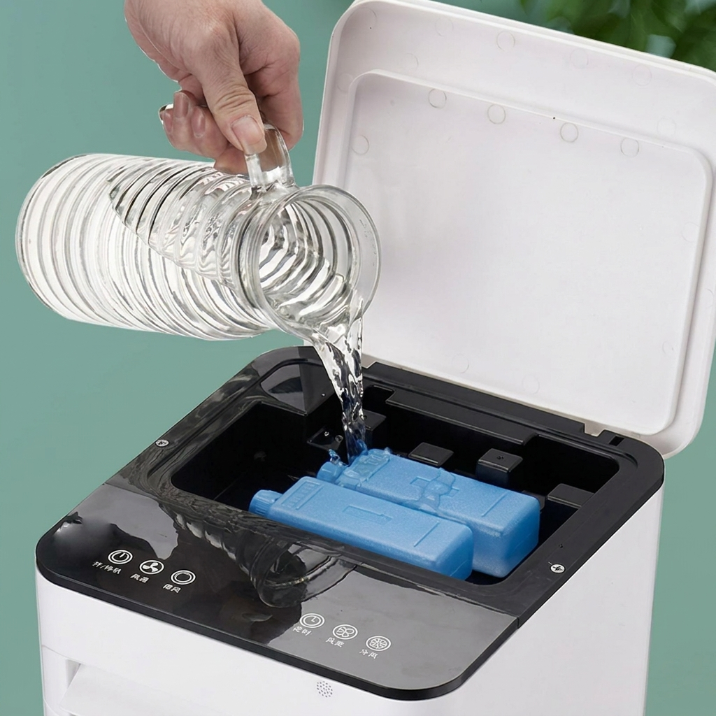 Compacte 3-in-1 luchtkoeler WC2026 met digitaal display. Energiezuinige ventilator voor thuis en werk.