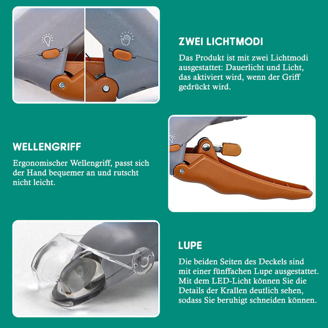 Ergonomische huisdier nagelknipper met LED en sensor voor comfortabel trimmen van honden en katten