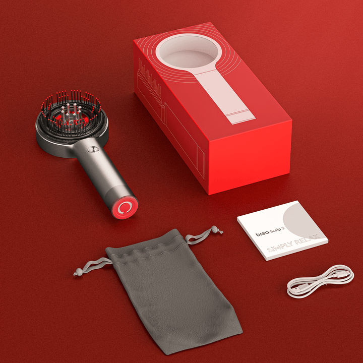 "Hoofdhuid massager borstel met rode lichttherapie, stressverlichtend voor gezonder haar, compacte groene borstelkop"