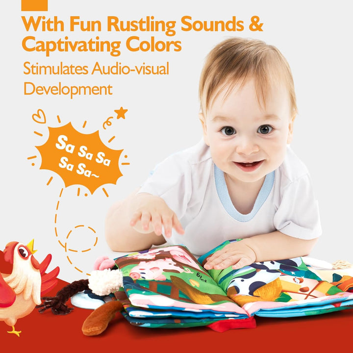 "Hoog contrast Montessori voelboek, zwart-witte patronen, zacht baby speelgoed, sensorische en motorische stimulatie"