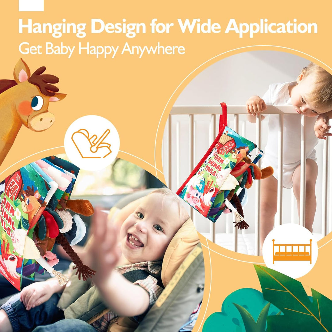 "Hoog contrast Montessori voelboek, zwart-witte patronen, zacht baby speelgoed, sensorische en motorische stimulatie"