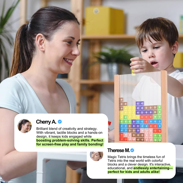 Klassiek houten Tetris blokkenspel, perfect voor hersengymnastiek en ontspannend puzzelplezier voor alle leeftijden.