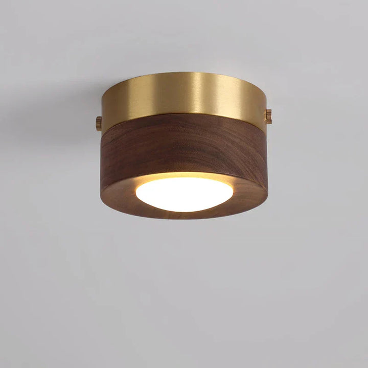 Elegante walnoothouten LED plafondlamp, energiezuinig en modern. Ideaal voor sfeervolle verlichting.
