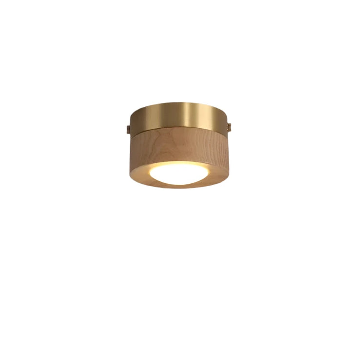Luxe houten plafondlamp met heldere, dimbare LED spotverlichting voor optimale controle over sfeer.