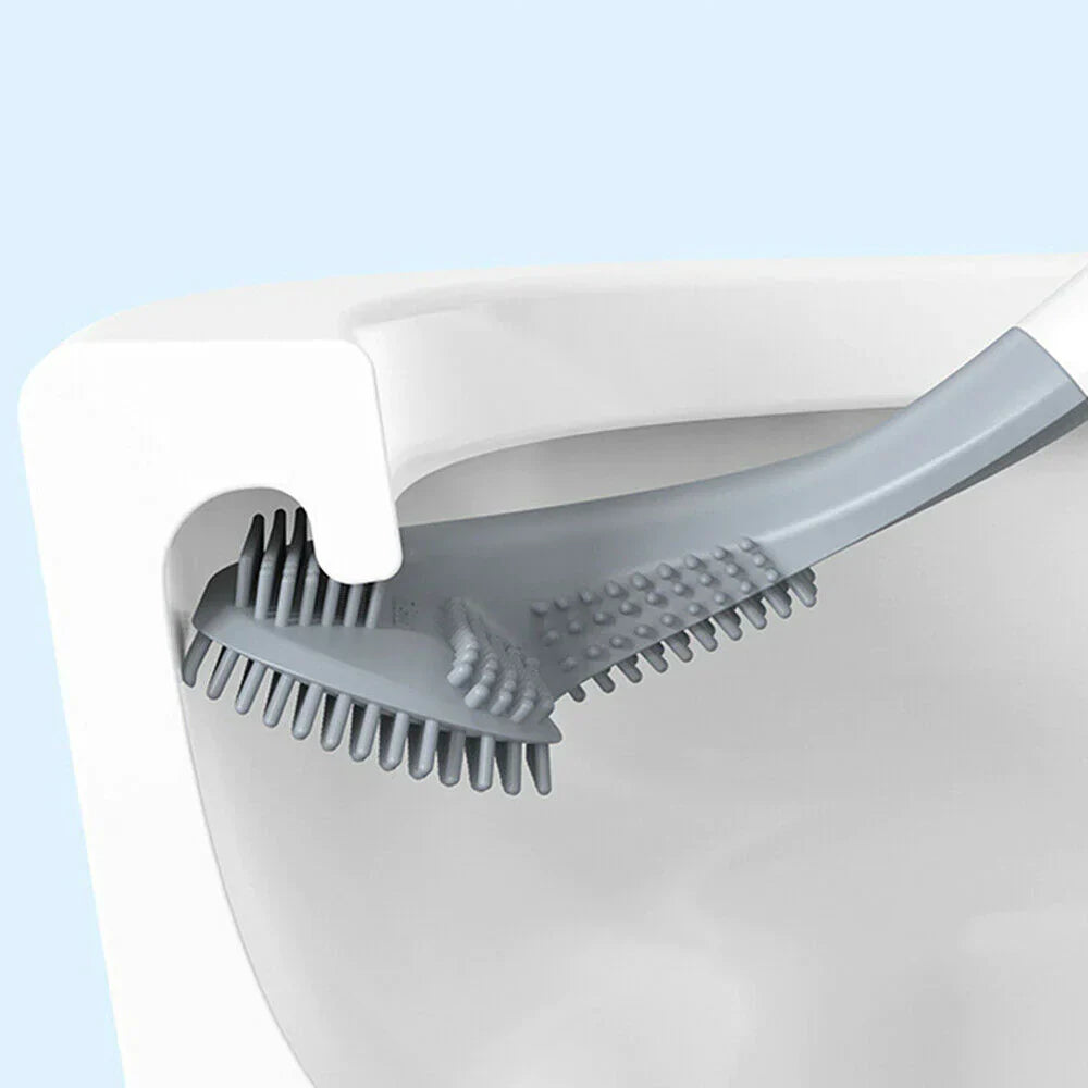 Witte hygiënische toiletborstelset met bijpassende houder, past in elk badkamerinterieur.