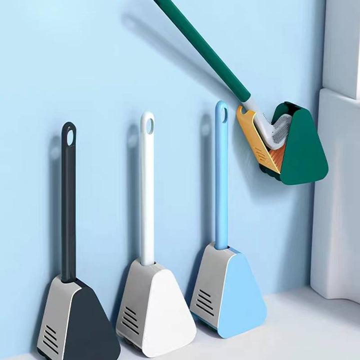 Zwarte toiletborstelset met houder, stijlvol en hygiënisch, essential voor badkamer schoonmaak.