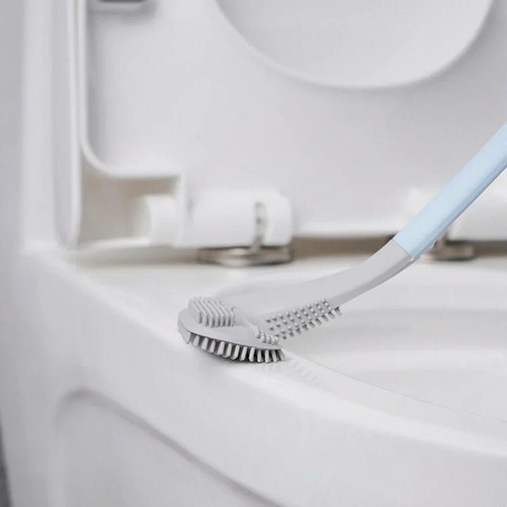 Hoek weergave van de toiletborstelhouder, matte afwerking, gemakkelijk te reinigen, duurzaam.