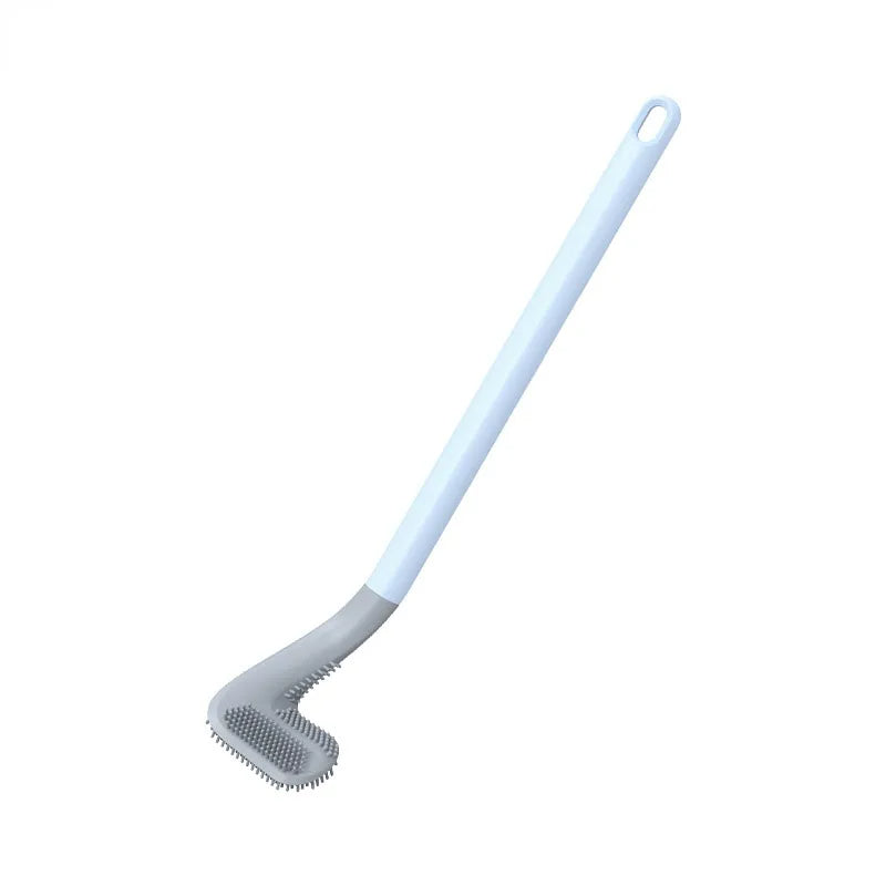 Toiletborstelset in gebruik, illustreert de ergonomische grip en effectieve schoonmaak.