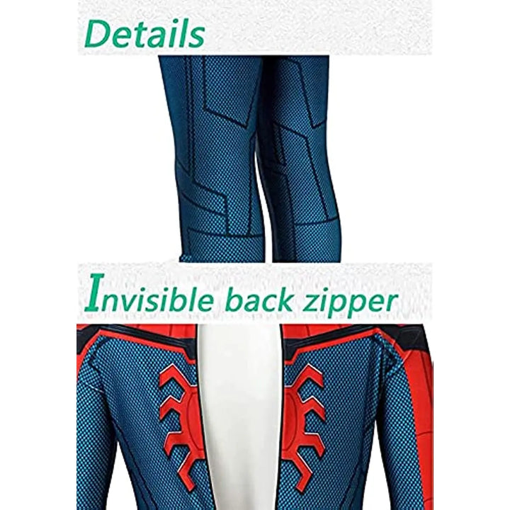 Iconisch Spider-Man kostuum voor kinderen met felrode en blauwe kleuren, inclusief masker voor superheldenverkleedpartijen.