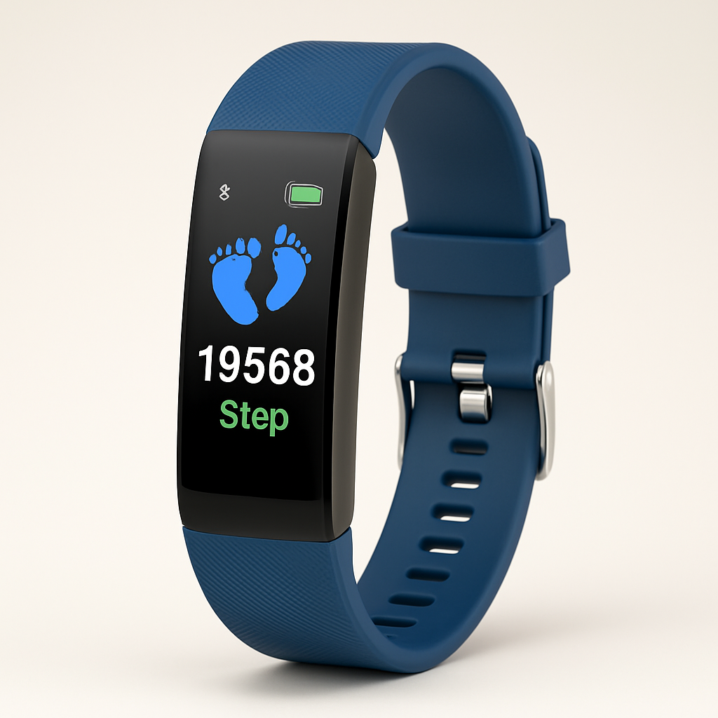 Senioren smartwatch met helder, groot display, hartslag- en bloeddrukmeter voor dagelijkse gezondheidsmonitoring.