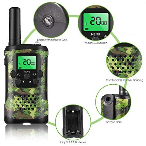 Walkie Talkies Kinderen | 22 Kanalen | 5 km Bereik | Groene Camo