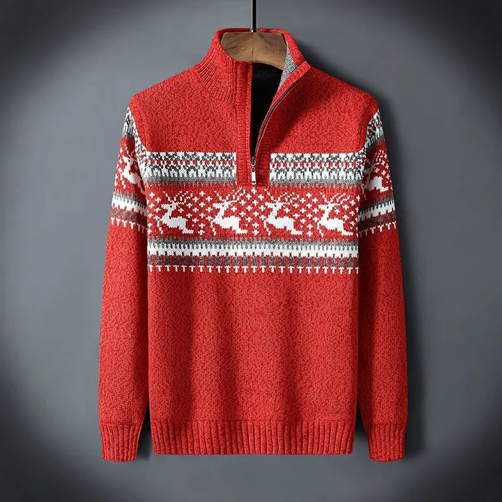 Warme herensweater | Halve rits | Staande kraag