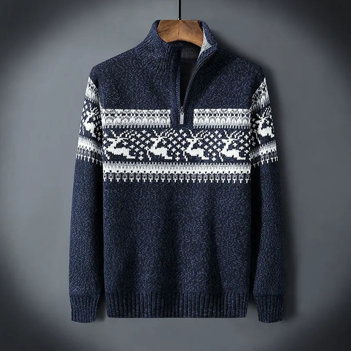Warme herensweater | Halve rits | Staande kraag