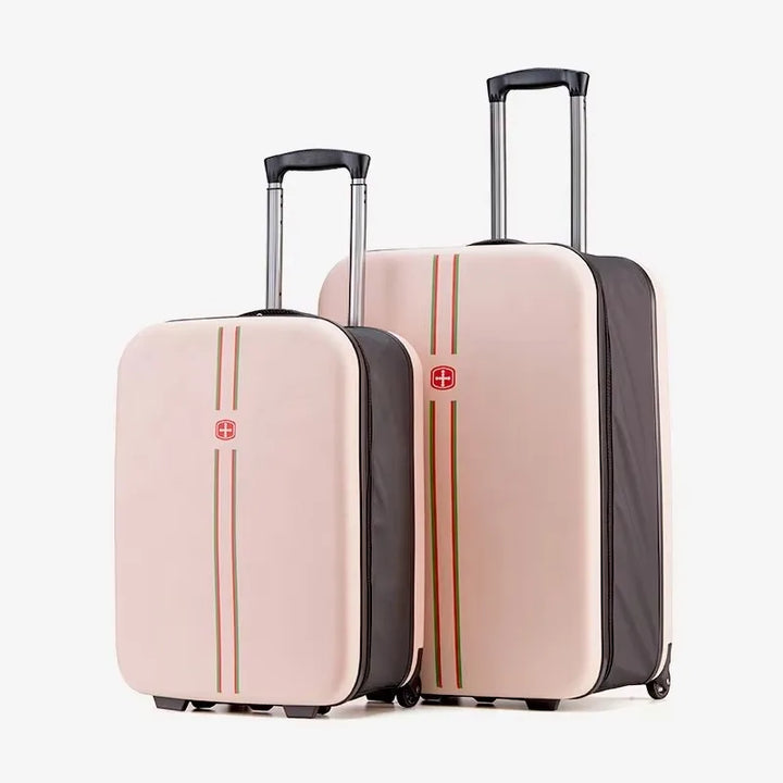 Vouwbare hardcase trolley, robuuste reisbagage die eenvoudig op te bergen is, perfect voor compacte opslag thuis.