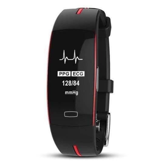 "Intelligente bloeddruk- en hartslagmonitor met OLED-display en siliconen armband voor gezondheidstracking."